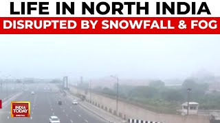 Cold Wave Grips North India: Heavy Snowfall in Hills, Dense Fog Blankets Delhi