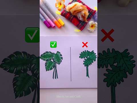 Easy way to draw Monstera Plant 🪴 #youtubeshorts #shorts #shortvideo #viralvideo #satisfying