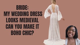 Medieval Wedding dress alterations to Boho Chic Wedding dress