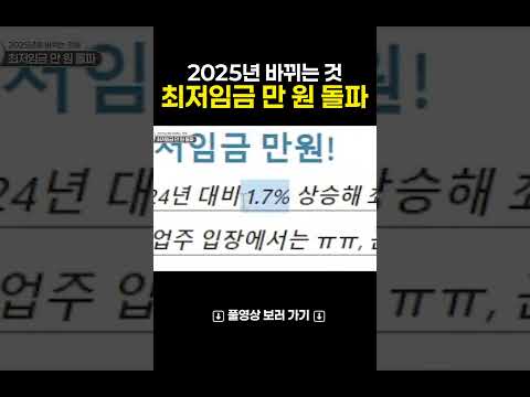 2025년 최저임금 만 원 돌파