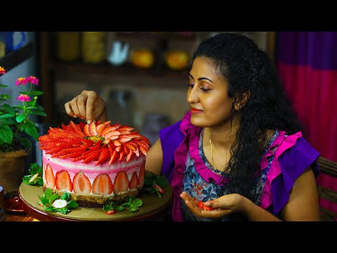 How to make an eye catching strawberry pudding dessert 🍓 | Food recipes from nature