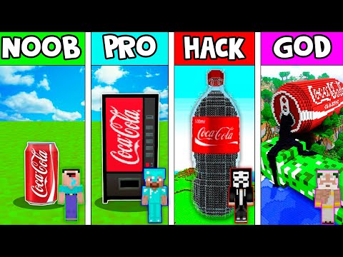 NOOB vs PRO vs HACKER vs GOD : COCA COLA HOUSE BUILD CHALLENGE in Minecraft! (Animation)