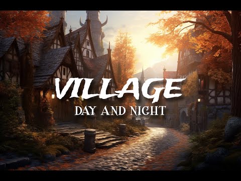 COZY FANTASY VILLAGE AMBIENCE | 1 HOUR DAY/NIGHT CYCLE | D&D, RPG, STUDY, RELAXATION, ASMR