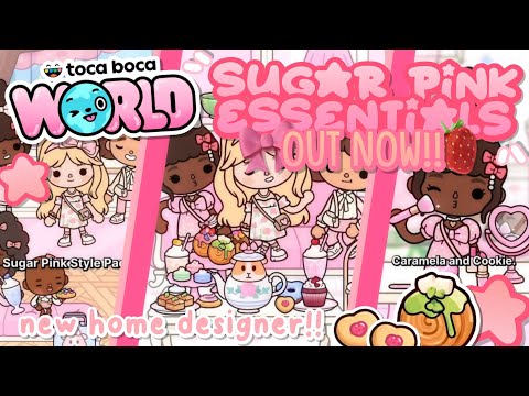 🍓NEW SUGAR PINK ESSENTIALS HOME DESIGNER!! new sugar pink style pack & furniture!! toca boca update⚡