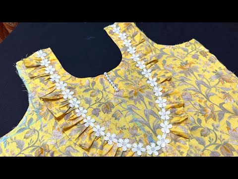 frill और lace  से बनाए बिलकुल नया डिज़ाइन आप देखते ही बनाओगे || Latest neck design with frill lace