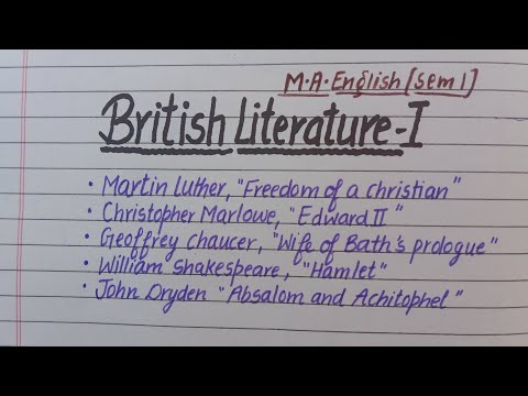 British Literature 1| M.A.English Semester 1| Panjab University Chandigarh