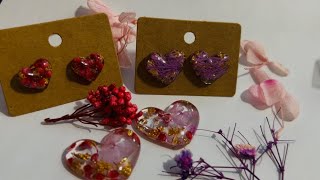 UV Resin Stud Earrings!  Hearts for Valentines Day!!!  💕💕🤩