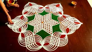 Easy 5*3 karthikaideepam big padikolam | Simple muggulu designs| easy rangoli| Beginners kolam