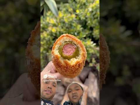 NTEG & Addy Star React to Deep-Fried Pickle-Wrapped Hot Dogs! 🌭🤔 Would You Try This? #Shorts