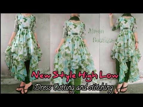 New Style High Low Kurti/Dress Design Cutting Stitching/ Up Down Frock DIY/ New Kurti design