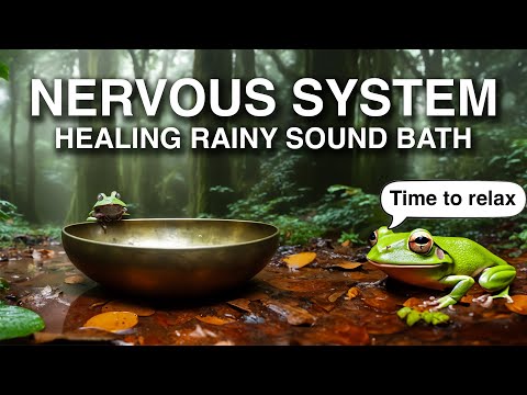 Healing Tibetan Singing Bowls | Relaxing Summer Rain and Frog Sounds