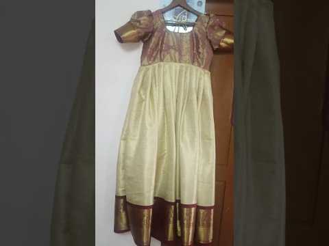 Old Saree Convert into  Long Frock #Long frock design #puff Sleeves Frock design #shortsviral