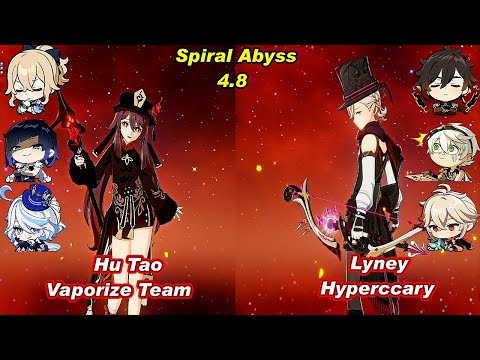 (4.8) C0  Hu Tao Vaporize  & C0 Lyney Hypercarry Spiral Abyss Floor 12 Full Star _F2P