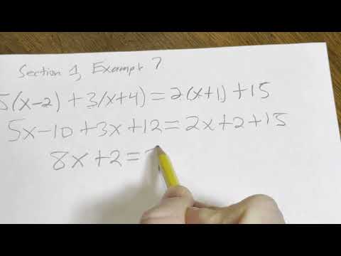 Solve 5(x - 2) + 3(x + 4) = 2(x + 1) + 15 || Superpowered College Algebra 1 || Section 1 Example 7