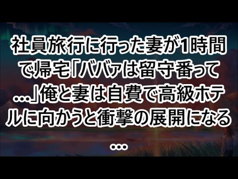 社員旅行に行った妻が1時間で帰宅「ババァは留守番って…」俺と妻は自費で高級ホテルに向かうと衝撃の展開になる…【いい話・スカッと・スカッとする話・朗読】