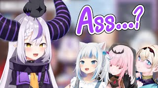 La+ Darknesss Likes WHAT?! 𝑨𝑺𝑺?! ft. Calli, Gura, and Iroha in English Learning Collab! [HOLOLIVE]