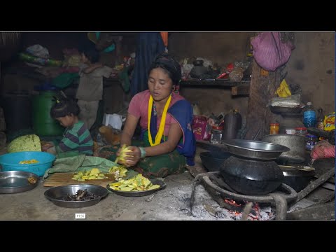 Nepali village || Cooking meat and vegetables in the village