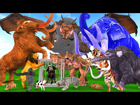 Prehistoric Animals Epic Battle Giant Elephant Cow Gorilla vs Zombie Wolf vs Giant Tiger Lion Attack