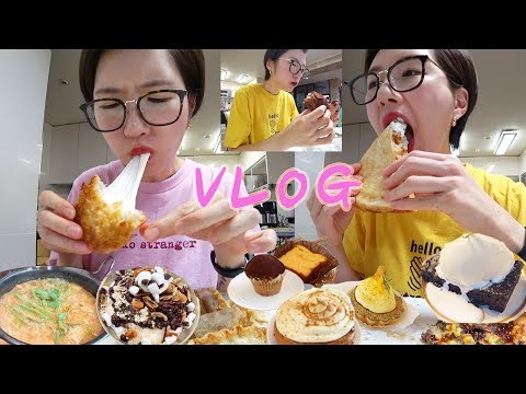 먹방 브이로그 VLOG ) 반올림피자샵 통마늘불고기 여수카페 여수맛집 치즈돈가스 만두 빵순이 삼겹살 퍼지바 금풍식당 알탕 카페다붓 시나본 팥빙수 더티초코 튀김쫄면 MUKBANG