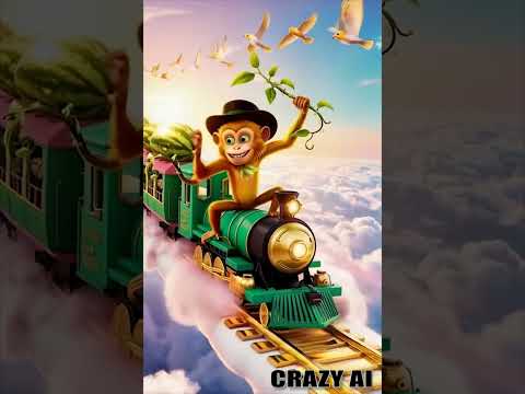 Monkey Engineer 🚂🍉 | Driving the Watermelon Train! || #shorts #viralvideo  #funny #crazyai