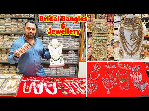 Hyderabad Traditional Bridal Bangles & Jewellery AD CZ Rajwadi Polki Dulhan Neck Sets Charminar