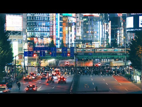 Night View and Traffic Noise in Tokyo Shinjuku Intersection - 1 hour ASMR