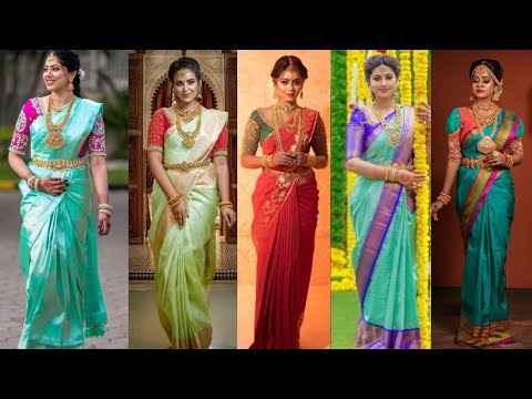 LATEST SILK KANCHEEPURAM SAREES FOR BRIDAL WEDDING, RECEPTION, BEAUTIFUL SILK SAREE STYLING IDEAS