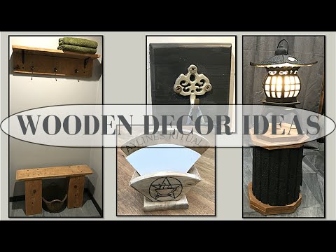 WOODEN DECOR IDEAS - RUSTIC BENCH AND COAT RACK -  TOWEL HOLDER - LAMP STAND - COFFEE FILTER HOLDER