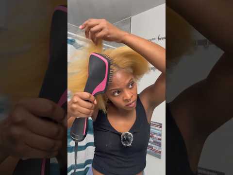 BLOW DRYING HAIR P.2👱🏾‍♀️  #naturalhairstyles #blowdryhair #blowdryshorthair #dyedhair #4c #4bhair