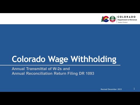 How to Submit Colorado W 2s and DR 1093 Annual Reconciliation