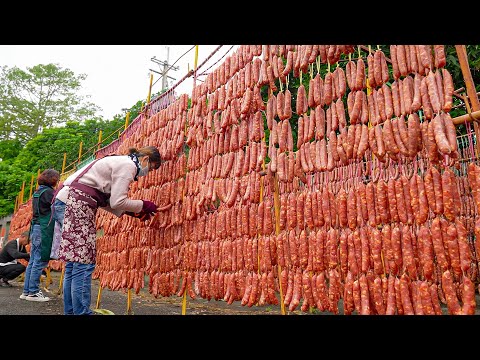 Traditional Hunan Smoked Cured Pork Belly, Cured Sausage Making / 煙燻湖南臘肉, 臘腸製作 - Taiwanese Food