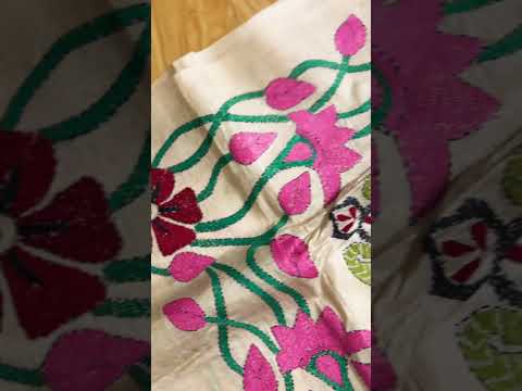 Handcrafted kantha work on pure gachhi tussar silk saree #kanthaembroidery #kanthastitch #wholesale