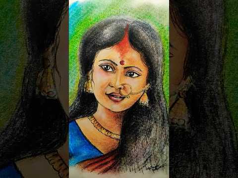 Hindu nari fase painting 🙏 soft pastel colour 🙏 #art #painting #artwork #short #vairal #girl