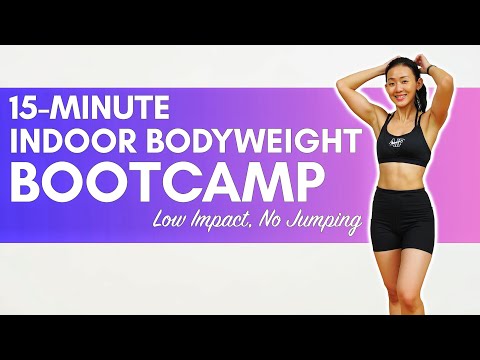 15-Minute Indoor Bodyweight Bootcamp (Low Impact, Small Space) | Joanna Soh