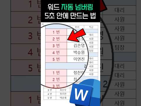 워드 자동 넘버링, 5초 안에 만드는 법⚡#직장인팁 #shorts