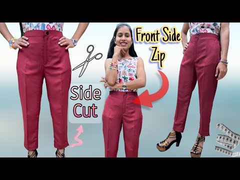 Trouser Pant Cutting and Stitching/ Front Side Zip With Side Slit (cut) Trouser Pant design #trouser