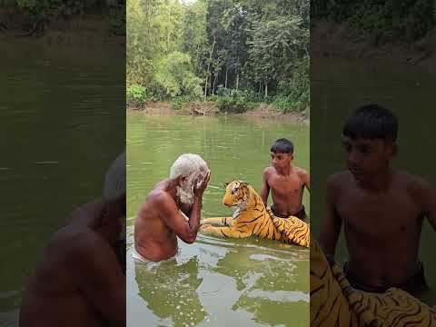 OMG! Hilarious Fake Tiger Prank on Bathing Grandpa! | Sagor Bhuyan