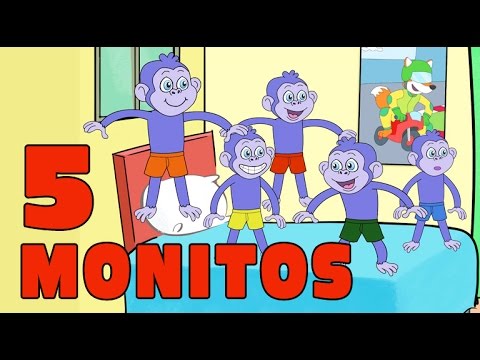 CINCO MONITOS SALTABAN EN LA CAMA  Canciones Infantiles Coletas y Pachete