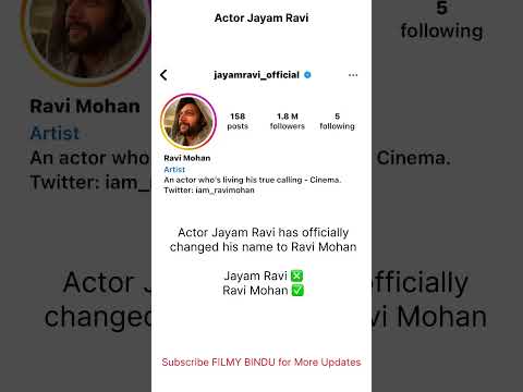 Jayam Ravi Changed his name Ravi Mohan #JayamRavi #RaviMohan #instagram jayam ravi instagram account