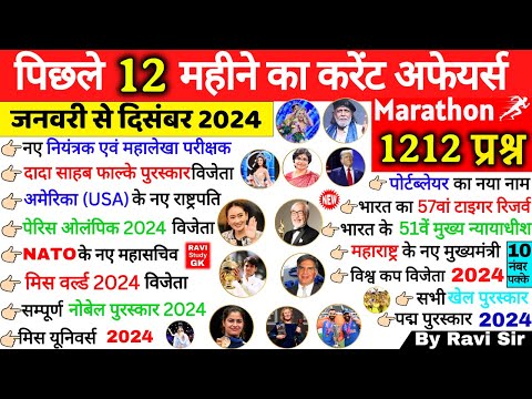 Last 12 Months Current Affairs 2024 | January 2024 To December 2024 | Important Current Affairs 2024