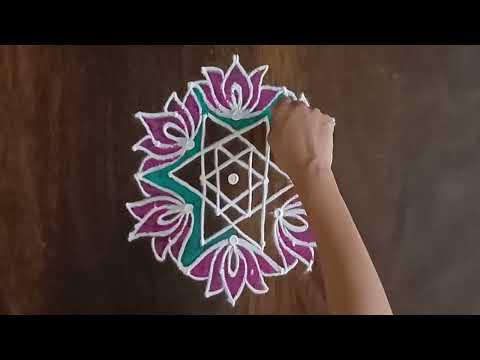 7×4 dots rangoli | Easy flower Rangoli | Dots rangoli| Simple kolam | muggulu #margashirshaguruvar