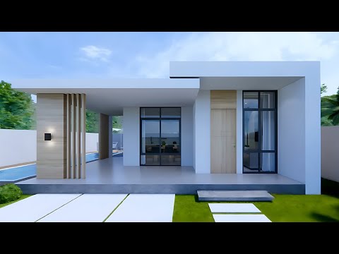 Modern Small House Design Ideas: 6X9 Mtrs - 2 Bedrooms + Swimming Pool & Floor Plan