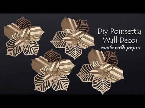 DIY Poinsettia Wall Decor made with paper l l Easy Wall Decor for Living room