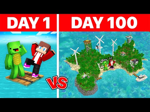 JJ and Mikey Stranded 100 Days on One Raft in Minecraft! (Maizen)