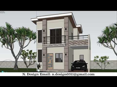 49 SQM TWO STORY 3D HOUSE DESIGN WITH 2 BEDROOM by N. HOUSE DESIGN