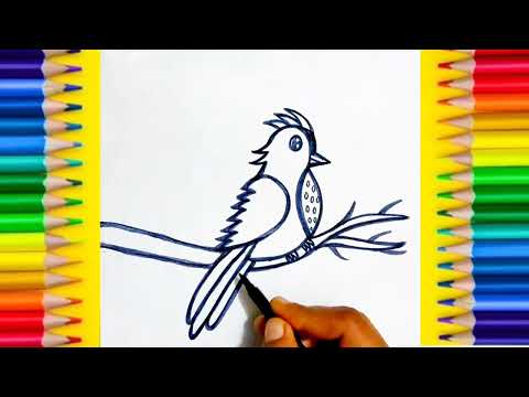 How To Draw A Bird. #birddrawing, #howtodraw, @lovuart.