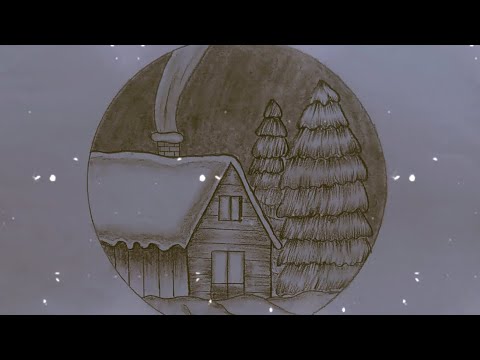 How to draw a beautiful snowy scenery || simple and beautiful scenery || simple sketches easy