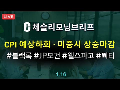 [체슬리모닝브리프] CPI 예상하회. 미증시 상승 마감. 블랙록/JP모건/웰스파고/씨티/골드만삭스 실적. 블랙웰지연보도 [25/01/16]