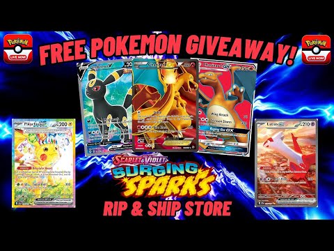 🔴Live - Surging Sparks Is Here! Free Giveaways! Pokémon Cards & Rip & Ship Store!