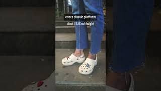 difference between crocs classic platform & classic crush clogs 👡 [on feet / height comparison]